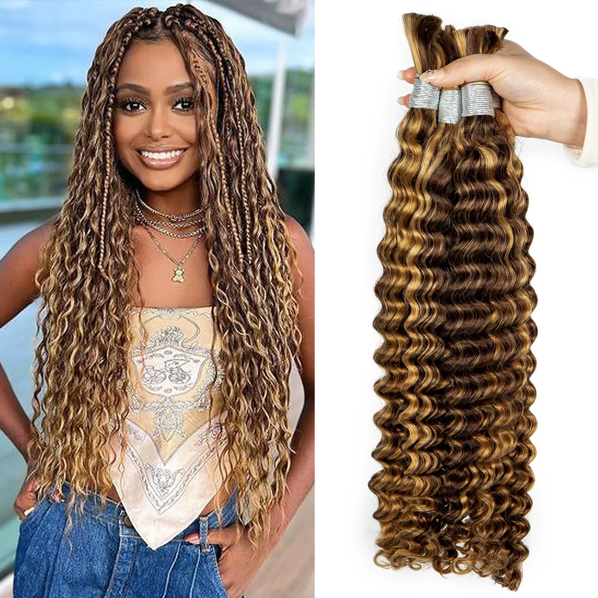 Silky Salt Water Wave Bulk Braiding Hair