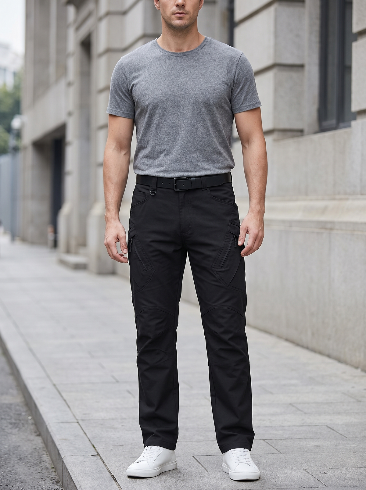 Silky Salt City Cargo Trousers in Black