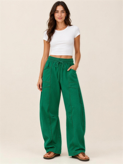 Silky Salt Dune barrel-leg lounge pants in Green