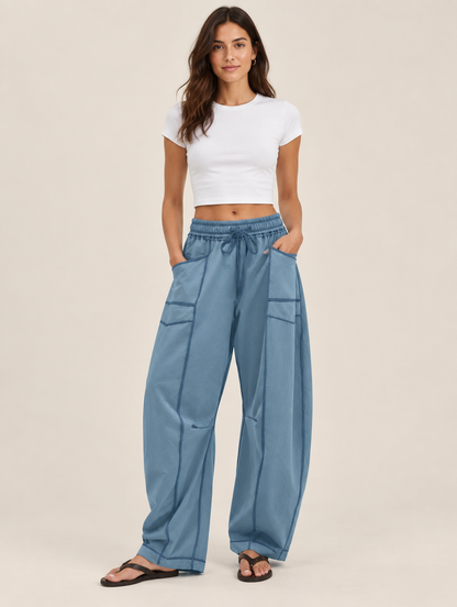 Silky Salt Dune barrel-leg lounge pants in Blue