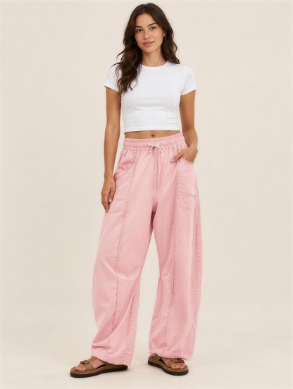 Silky Salt Dune barrel-leg lounge pants in Pink