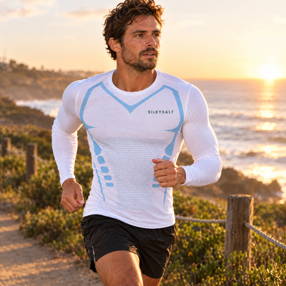 Running in the compression shirt