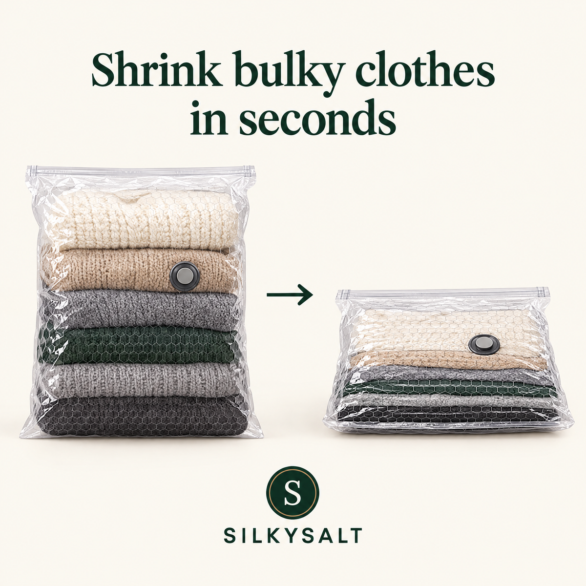 Shrink bulky clothes in seconds