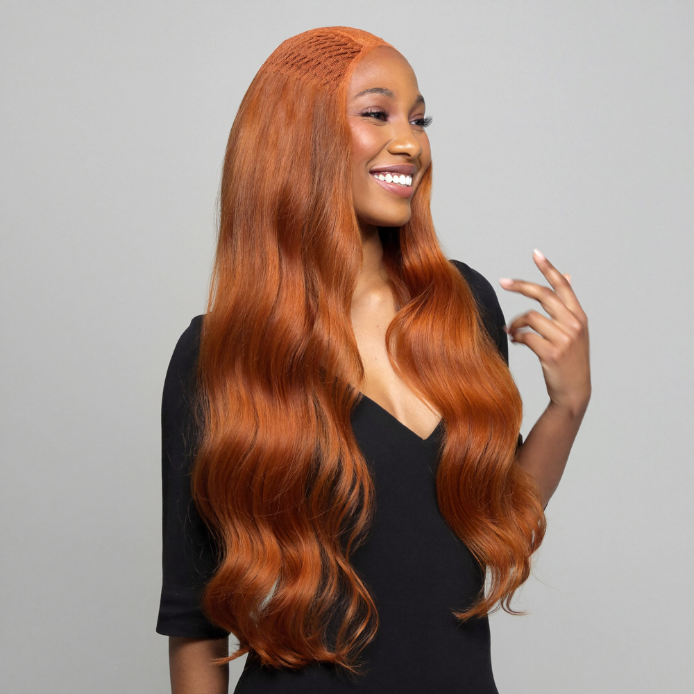 Copper body wave lace wig